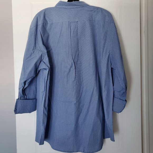 Men's - IZOD Long Sleeve Blue Plaid / Checked Shirt - NWT - Picture 2 of 6